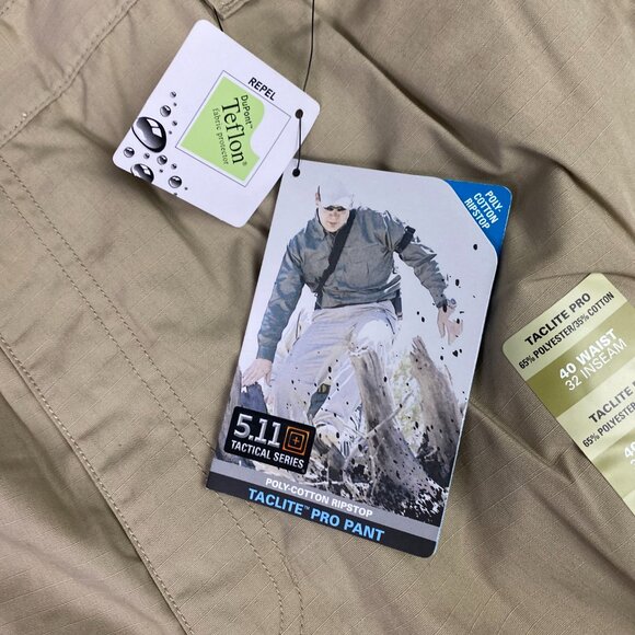 NWT 5.11 Tactical Taclite Pro Pants Cargo Ripstop Khaki Men's 40 x 32 - Picture 6 of 15